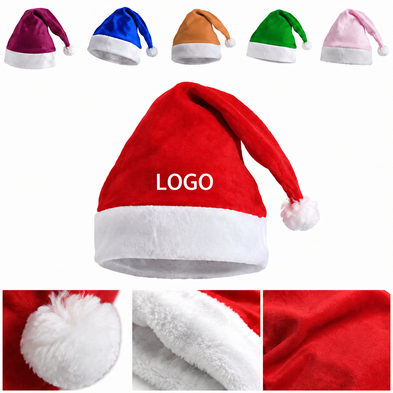 Multi-Color Plush Holiday Cap with Faux Fur Trim