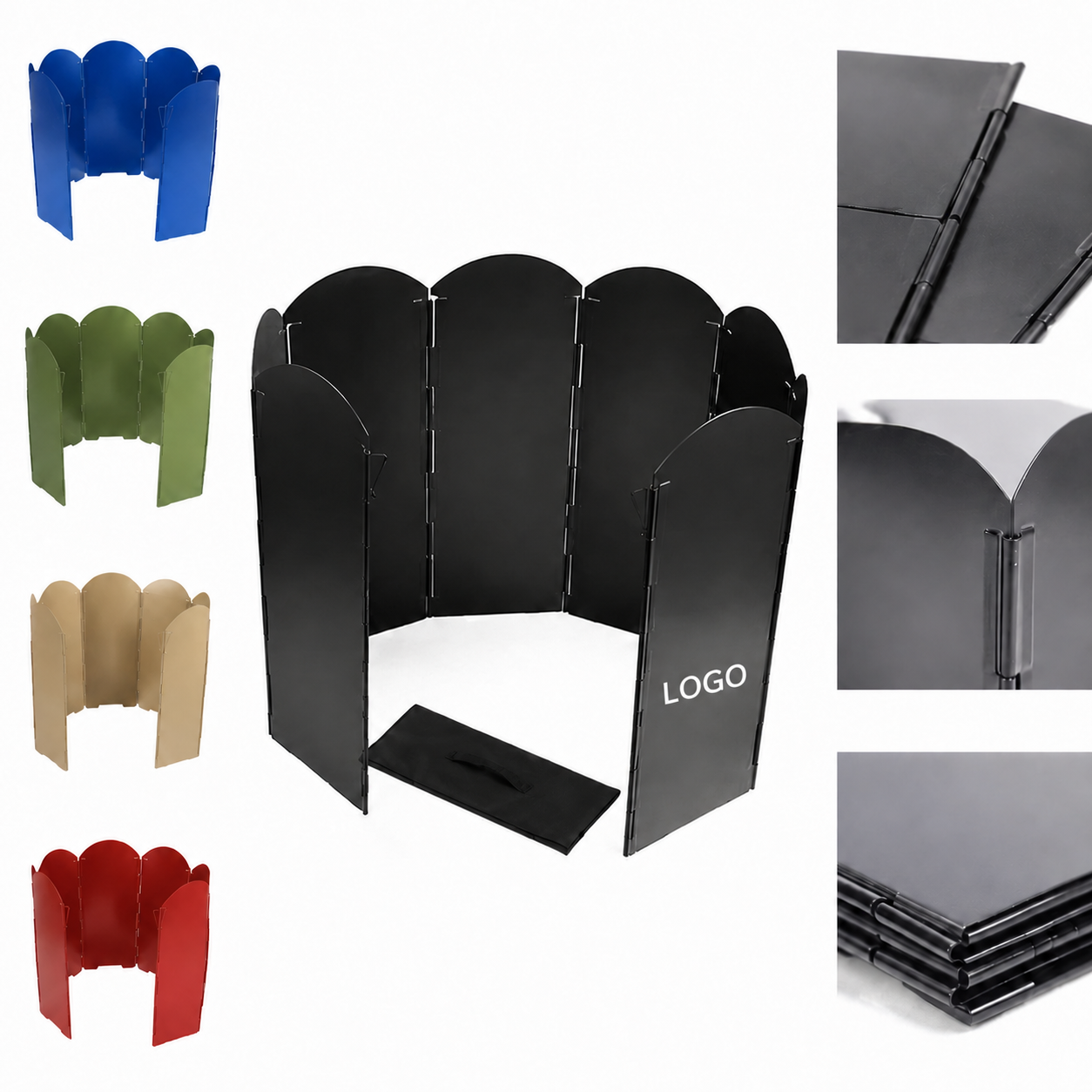 Heavy-Duty Folding Outdoor Stove Windshield in Galvanized Steel