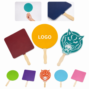 Traditional Hand-Held Paddle Fan with Natural Wooden Handle