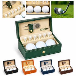 Synthetic Leather Golf Essentials Set with Divot Tool and Practice Balls
