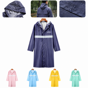Hooded Reflective Strip Reusable Raincoat for Outdoor Safety and Workwear