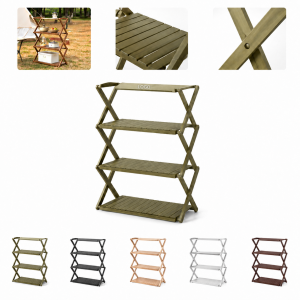 Multi-Tier Beech Wood Collapsible Outdoor Storage Organizer