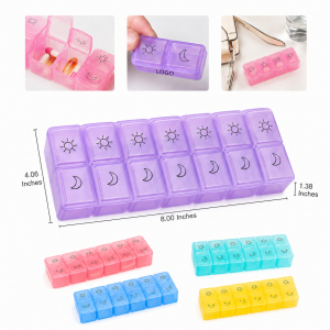 Weekly 14-Compartment AM/PM Medication Case with Visual Icons