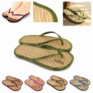 Eco-Friendly Straw Mat Sandals with Textured Grass Insole