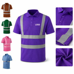 Reflective Short Sleeve Safety Polo Shirt with High-Visibility Tape