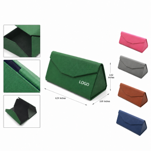 Triangular Foldable Synthetic Leather Eyewear Case with Magnetic Closure